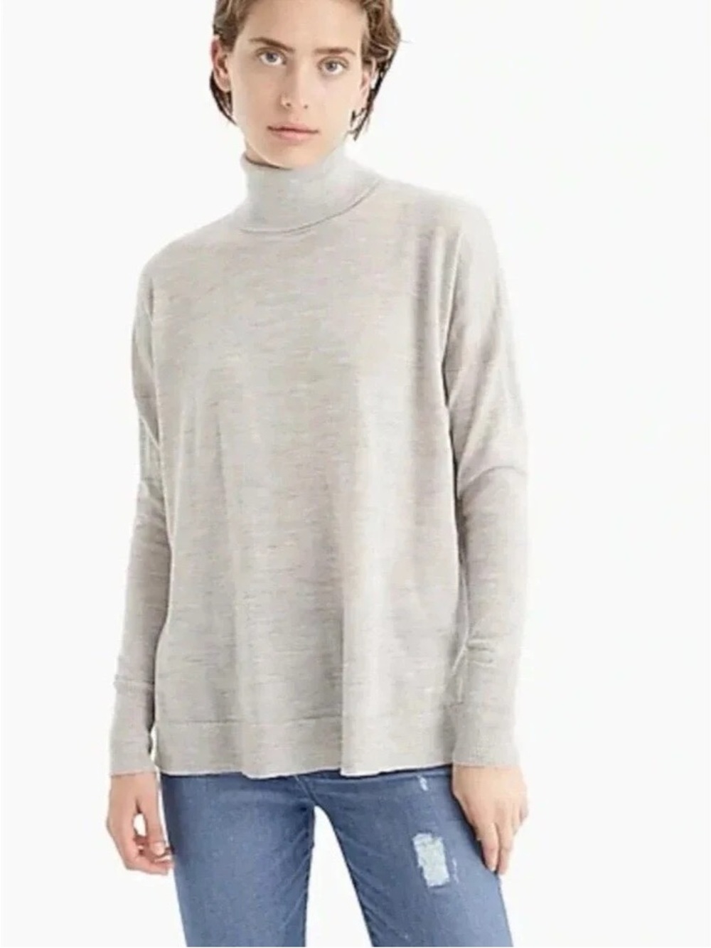 J. Crew Light Gray Turtleneck Sweater. Merino wool